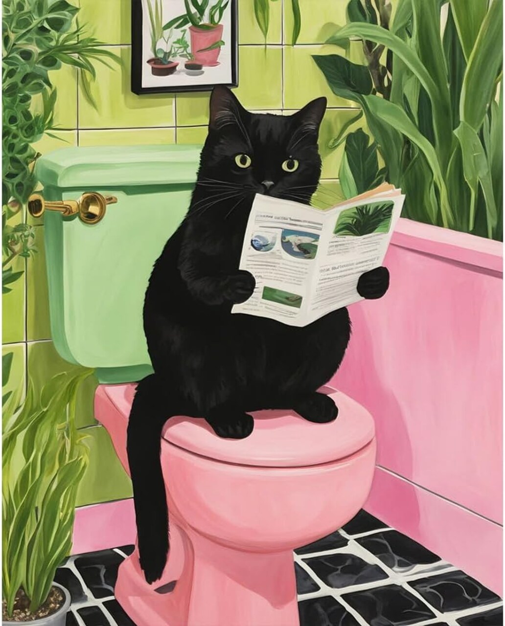 Paint by Numbers Kit for Adults – Black Cat Canvas, Beginner-Friendly DIY Acrylic & Watercolor Oil Painting, 16x20 in, No Frame, Home Wall Décor